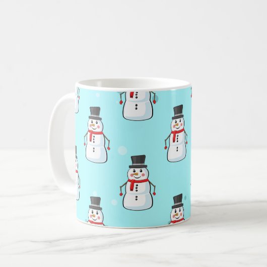 Snowman Seamless Pattern Koffiemok (Voorkant links)