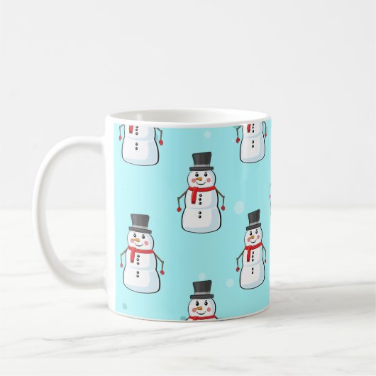 Snowman Seamless Pattern Koffiemok (Links)