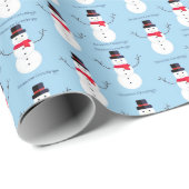 Snowman Seasons Greetings Blue Kerstfeestdag Cadeaupapier (Rol Hoek)