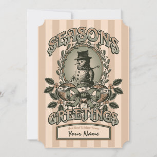 Snowman Season's Greetings w / Aangepaste naam Feestdagenkaart