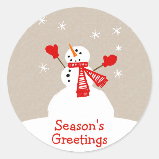 Snowman Season's Groeten Kerst sticker