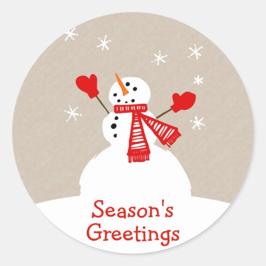 Snowman Season's Groeten Kerst sticker (Voorkant)