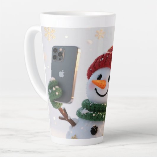 Snowman Selfie Christmas Latte Mug Mok (Linkerhoek)