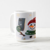 Snowman Selfie Christmas Mug Koffiemok (Voorkant links)