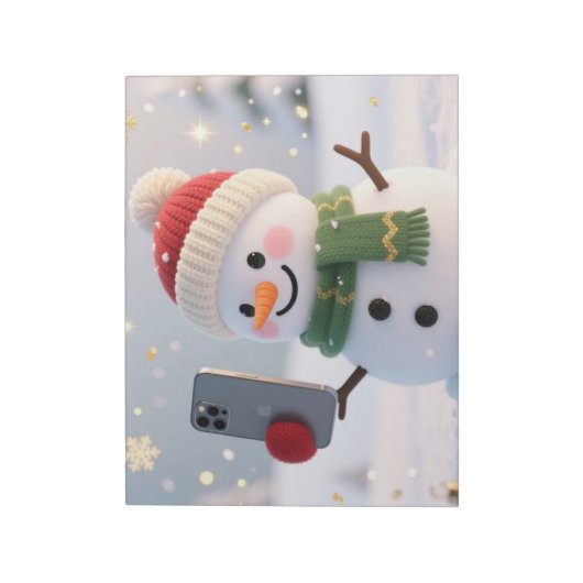 Snowman Selfie Christmas Notepad Notitieblok (Linkerzijde)