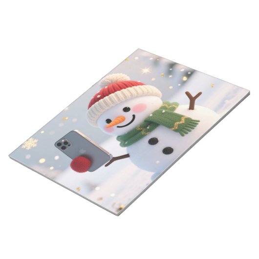 Snowman Selfie Christmas Notepad Notitieblok (Schuin)