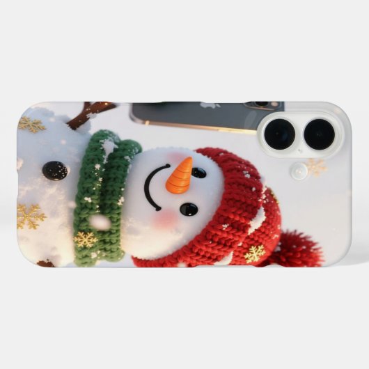 Snowman Selfie iPhone 16 Case (Achterkant (horizontaal))