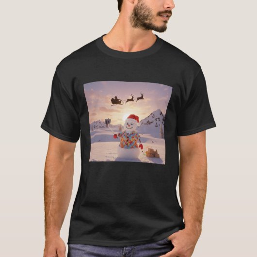 snowman Selfie with Santa Funny Christmas for Men T-shirt (Voorkant)