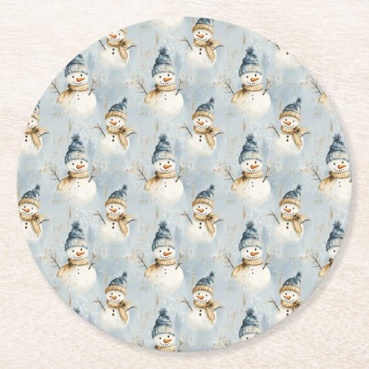 Snowman Serenade Ronde Kartonnen Onderzetter (Voorkant)