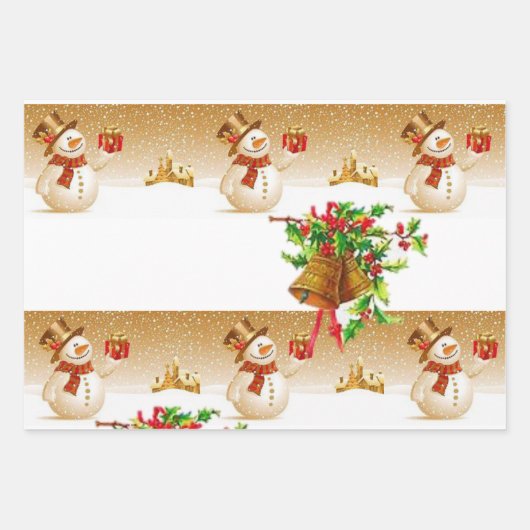 Snowman Sheets Wrapping Paper, prettig kerstfeest Inpakpapier Vel (Voorkant 2)