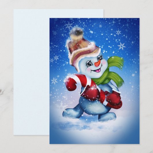 Snowman Shuffle Feestdagenkaart (Voorkant / Achterkant)