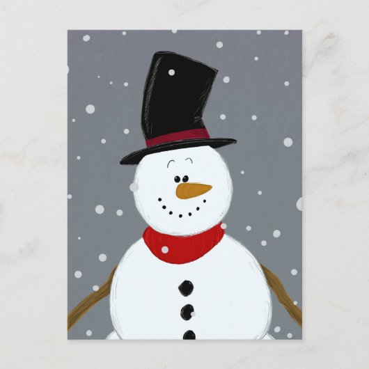 Snowman - Silver Feestdagenkaart (Voorkant)