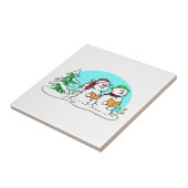 Snowman Singing Kerstcarols Tegeltje (Zijkant)