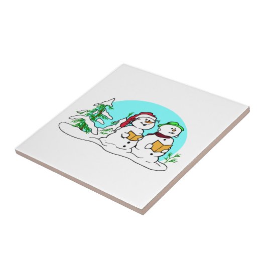 Snowman Singing Kerstcarols Tegeltje (Zijkant)
