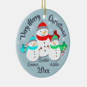 Snowman Single Parent en 2 Kinder Keramisch Ornament (Rechts)