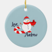 Snowman Single Parent en 2 Kinder Keramisch Ornament (Achterkant)