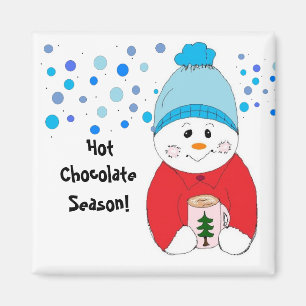 Snowman Sipping Hot Chocolade Magneet