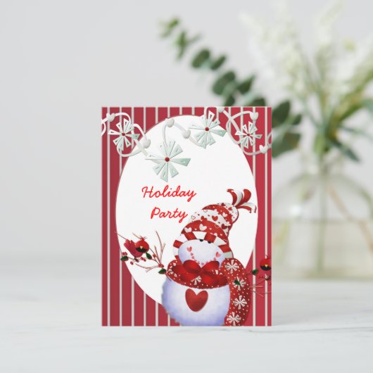 Snowman SJABLOON Uitnodigingen voor feestdag (Staand voorkant)