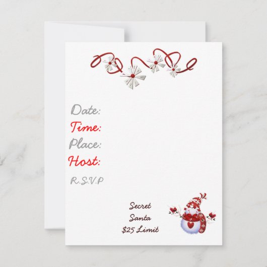 Snowman SJABLOON Uitnodigingen voor feestdag (Achterkant)