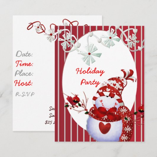 Snowman SJABLOON Uitnodigingen voor feestdag (Voorkant / Achterkant)