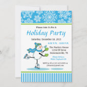 Snowman Skating Holiday Party Uitnodiging (Voorkant)