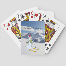 Snowman Skier on snowy mountains Personalize Pokerkaarten