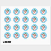 Snowman Skiing Glossy Stickers 3 inch (vel 6) (Vel)