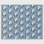 Snowman Skiing in Snowflakes Cadeaupapier (Vlak)