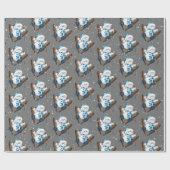 Snowman Skiing in Snowflakes Cadeaupapier (Vlak)
