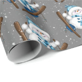 Snowman Skiing in Snowflakes Cadeaupapier (Rol Hoek)