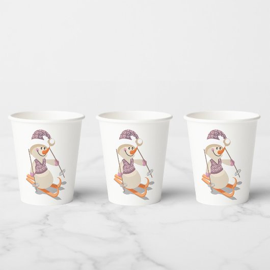 Snowman Skiing Papieren Bekers