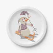 Snowman Skiing Papieren Bordje (Voorkant)