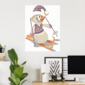 Snowman Skiing Poster (Thuiskantoor)