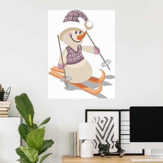 Snowman Skiing Poster (Thuiskantoor)