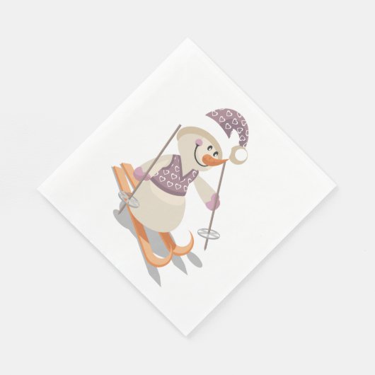 Snowman Skiing Servet (Hoek)