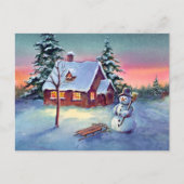 SNOWMAN & SLED by SHARON SHARPE Briefkaart (Voorkant)