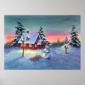 SNOWMAN & SLED by SHARON SHARPE Poster (Voorkant)