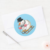 Snowman Sled Glossy Stickers 3 inch (vel 6) (Envelop)