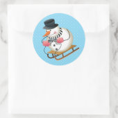 Snowman Sled Glossy Stickers 3 inch (vel 6) (Tas)