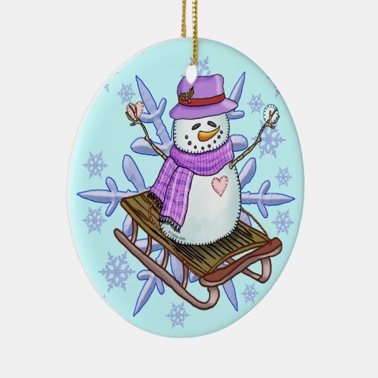 Snowman Sled Ornament (Rechts)