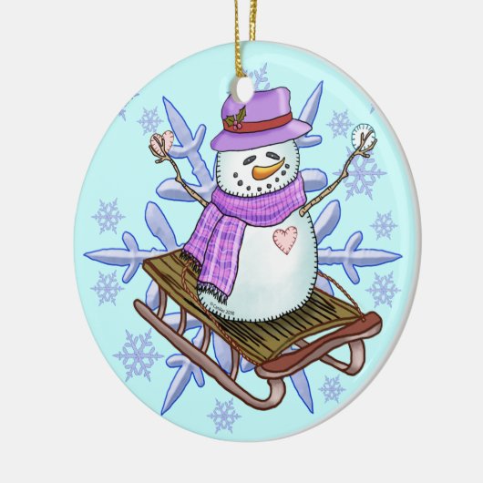 Snowman Sled Ornament (Links)