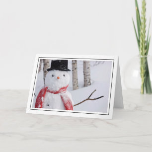 Snowman sluiten met Scarf en Top Hat Feestdagen Kaart