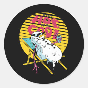 Snowman smelten, zo heet om cool te zijn ronde sticker