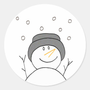 Snowman Smiling Ronde Sticker