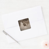 snowman sneeuwhond kussen op kerst vierkante sticker (Envelop)