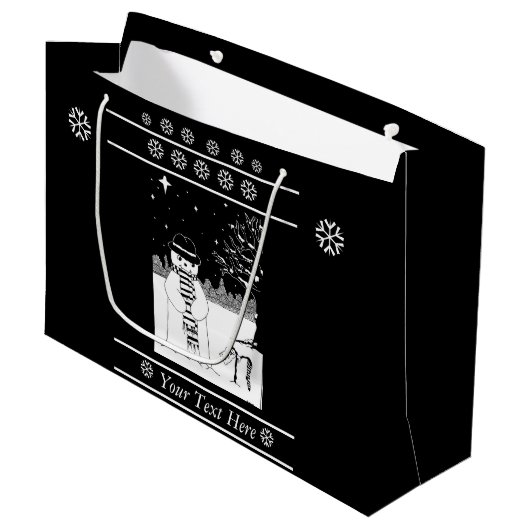 snowman sneeuwscène voor kerstmis large cadeautasje (Voorkant Gekanteld)