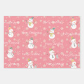 Snowman sneeuwt rode groene kerst inpakpapier vel (Voorkant 3)