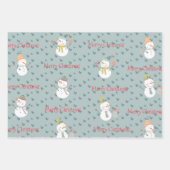 Snowman sneeuwt rode groene kerst inpakpapier vel (Voorkant 2)
