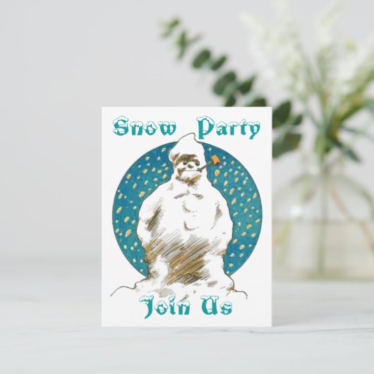 SNOWMAN SNEWINTER FUN ~ PARTY INVITATION INVITE KAART (Staand voorkant)