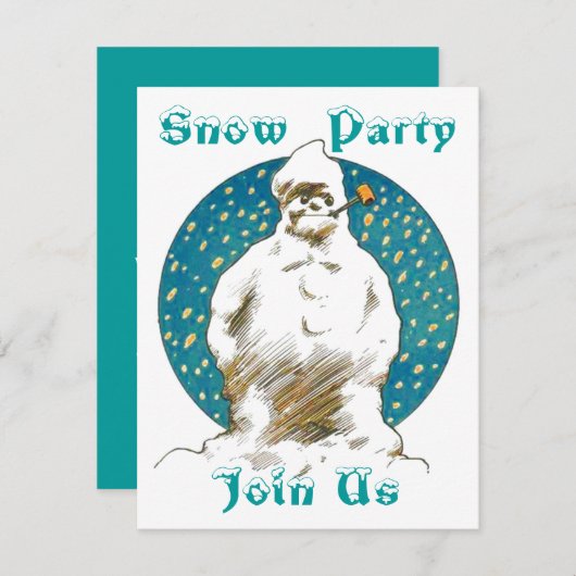 SNOWMAN SNEWINTER FUN ~ PARTY INVITATION INVITE KAART (Voorkant / Achterkant)
